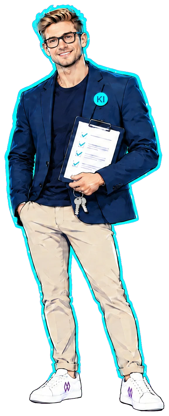 Peter, KI-Mitarbeiter für Kunden-Onboarding, als Comicfigur